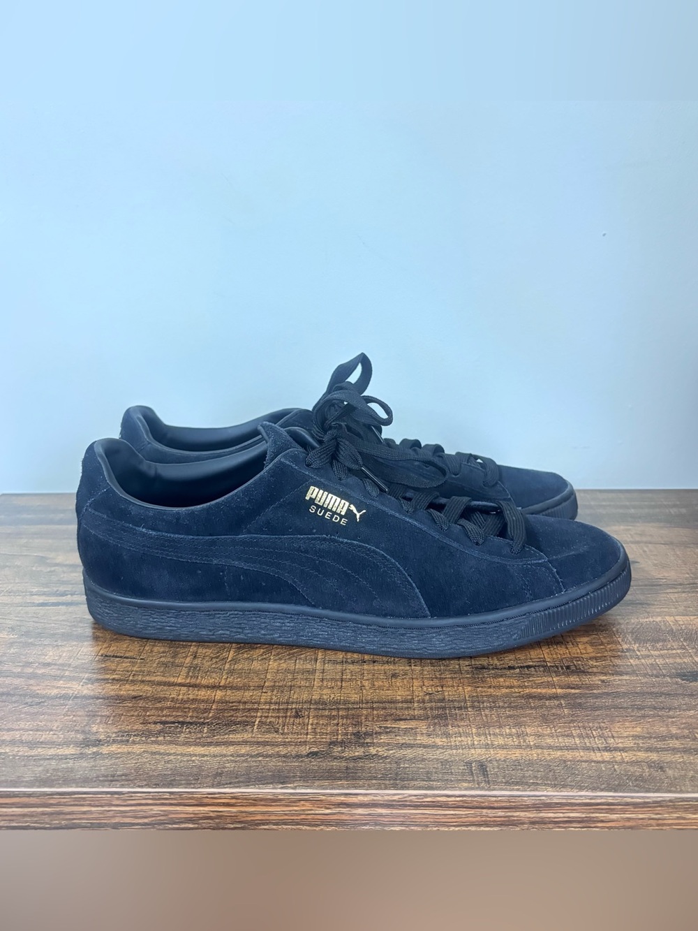 Puma Suede Sneakers Men's Size 13 Black Triple Black Low Top Suede 374915-12